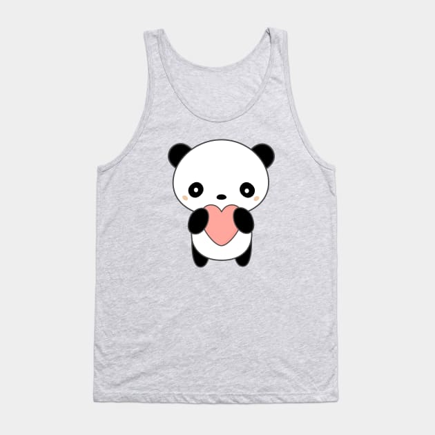 Kawaii Cute Panda Bear With Heart T-Shirt Tank Top by happinessinatee